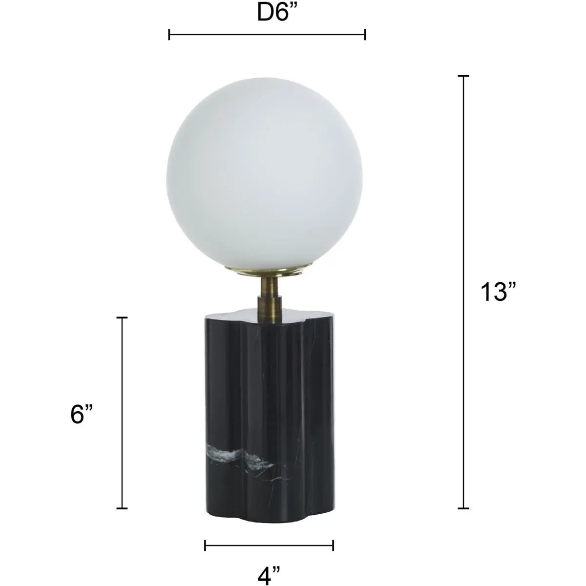 Stylecraft Home Collection TDL212138DS 15W Table Lamp - Black Marble | Modern Orb Shade with Dimmer - view 7