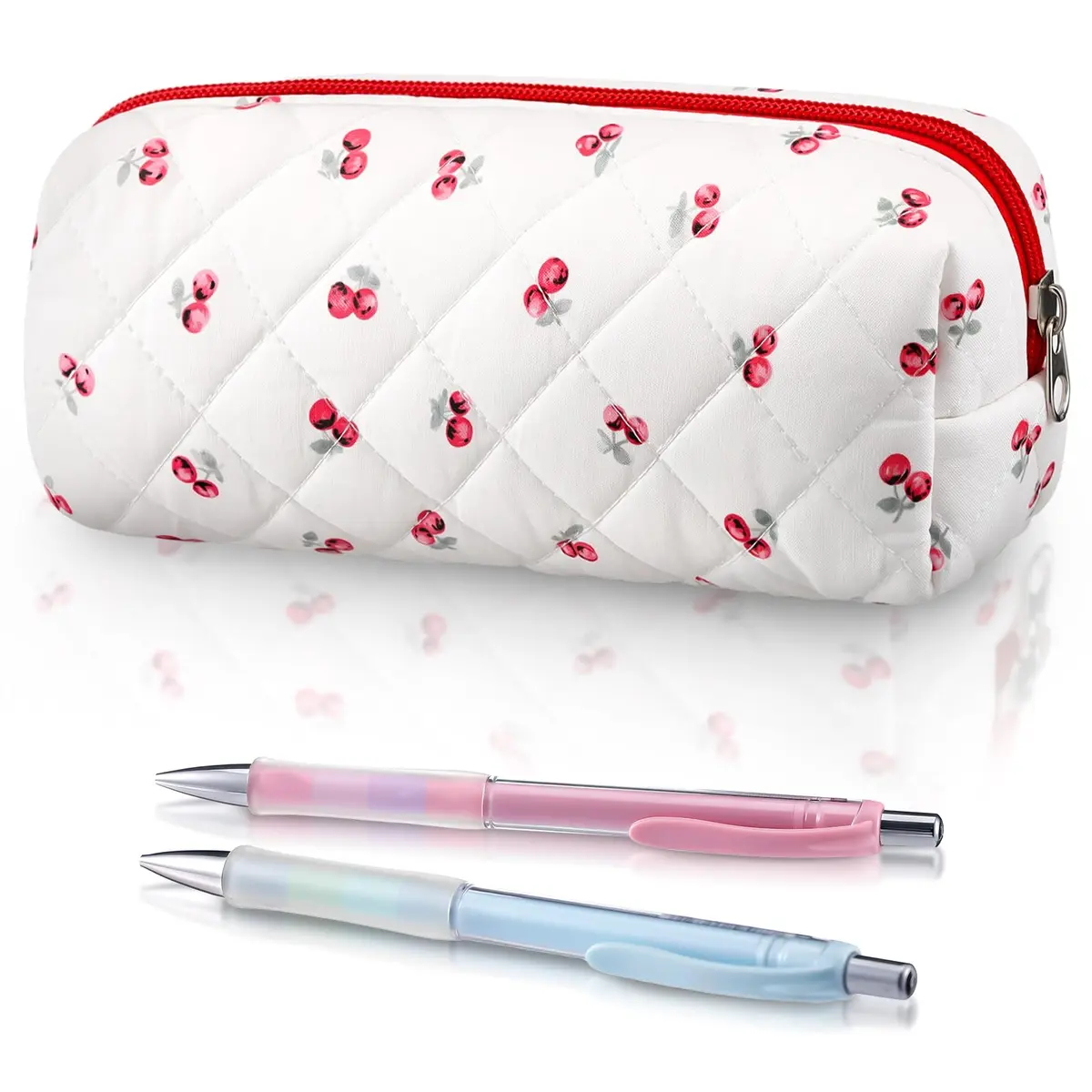 Sherr Cherry Pencil Case Cute Pencil Pouch | Lightweight, Travel-Friendly, Cotton, Zipper, 7.48 x 2.36 x 3.15 inches - main product image