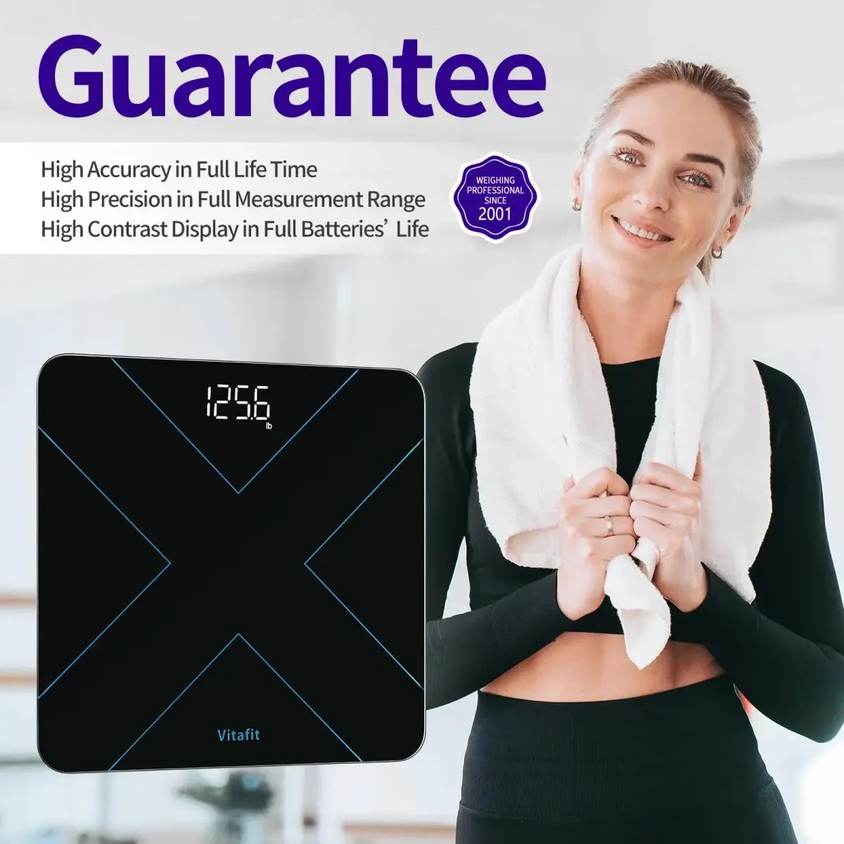 Vitafit Smart Digital Bathroom Scale for Body Weight, 182kg (400lb) | High Precision 0.05kg (0.1lb) with App Sync - view 7