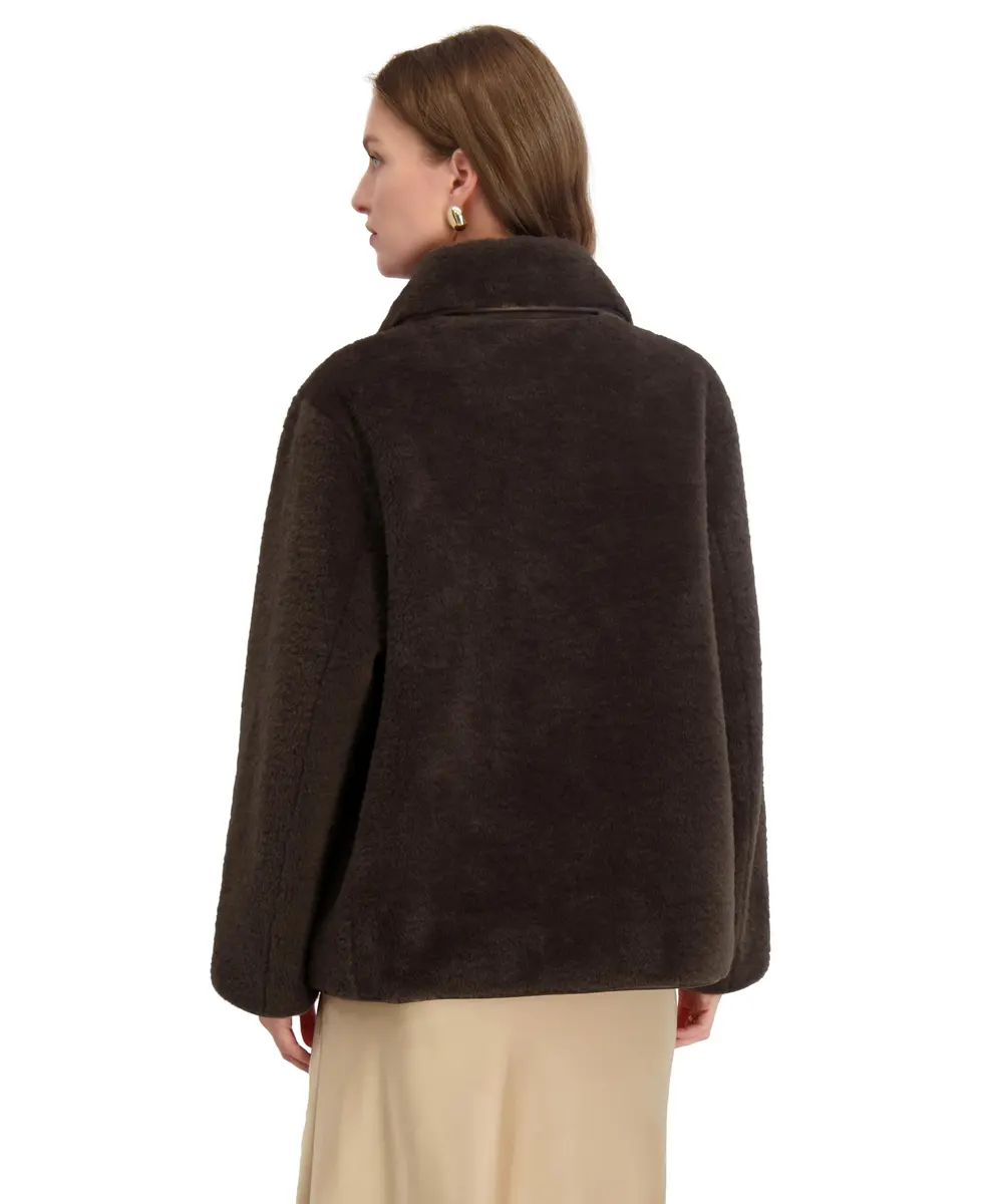 Tahari Women's Kai Reversible Faux Shearling Jacket with PU Trim, Large | Versatile 2-in-1 Style for Cold Weather - view 2
