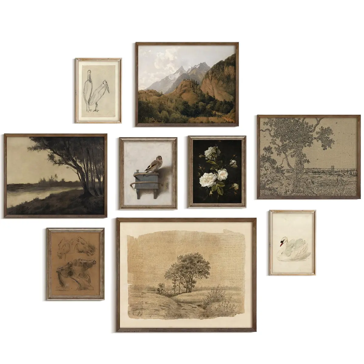 Vodefoad 9Pcs Vintage Gallery Wall Art Decor Prints | Rustic French Country Nature Landscape - main product image