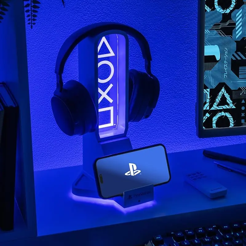 Paladone PlayStation 3-in-1 Headphone Stand and Tech Charging Station | RGB Colour Changing Light Panel, USB-C Ports, Officially Licensed for Gamers - view 5