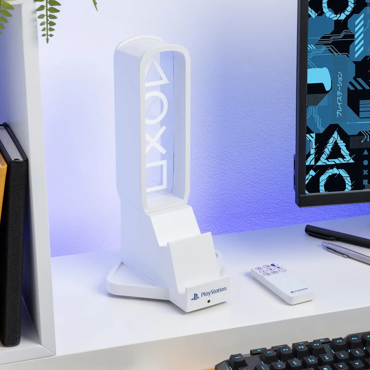 Paladone PlayStation 3-in-1 Headphone Stand and Tech Charging Station | RGB Colour Changing Light Panel, USB-C Ports, Officially Licensed for Gamers - view 2