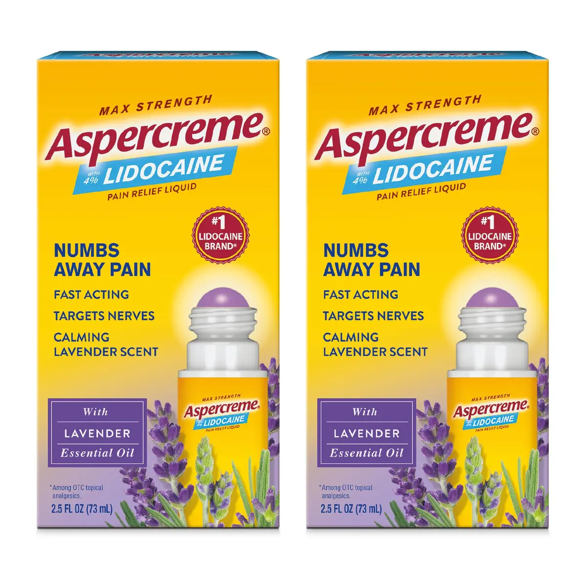Aspercreme Essential Oils Pain Relief Roll On, Lavender, 2.5 oz. | Fast-Acting, No-Grease, Travel-Friendly - main product image