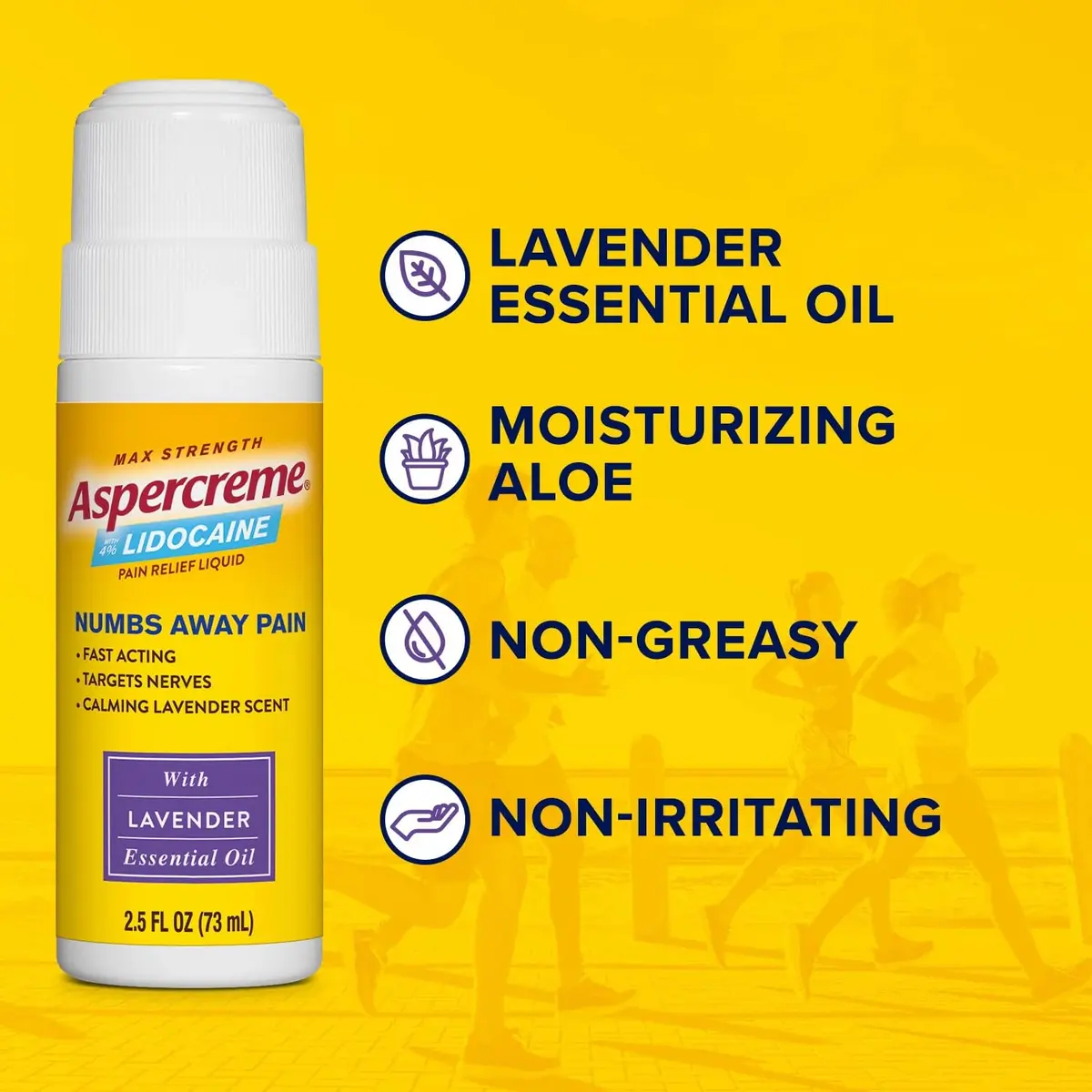 Aspercreme Essential Oils Pain Relief Roll On, Lavender, 2.5 oz. | Fast-Acting, No-Grease, Travel-Friendly - view 5