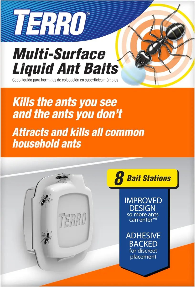 Terro Indoor Liquid Ant Baits 96 Count (12 Packs of 8) | Discreet Pest Control Device with Adhesive Strips - main product image
