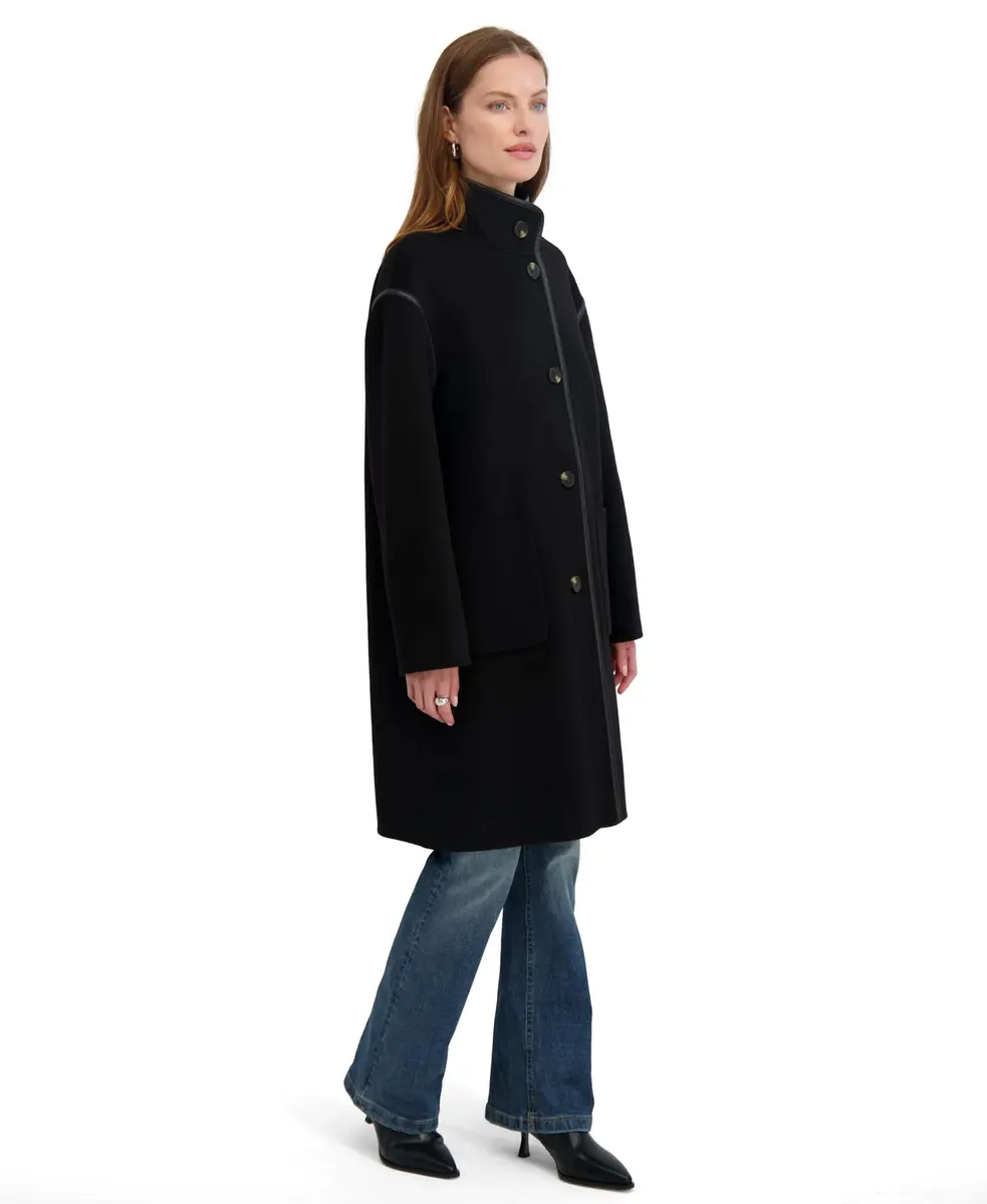 TAHARI Women's Sydney Soft Wool Topper Coat, Black, X-Small | Relaxed Wool Blend Overcoat for Cold Weather - view 4