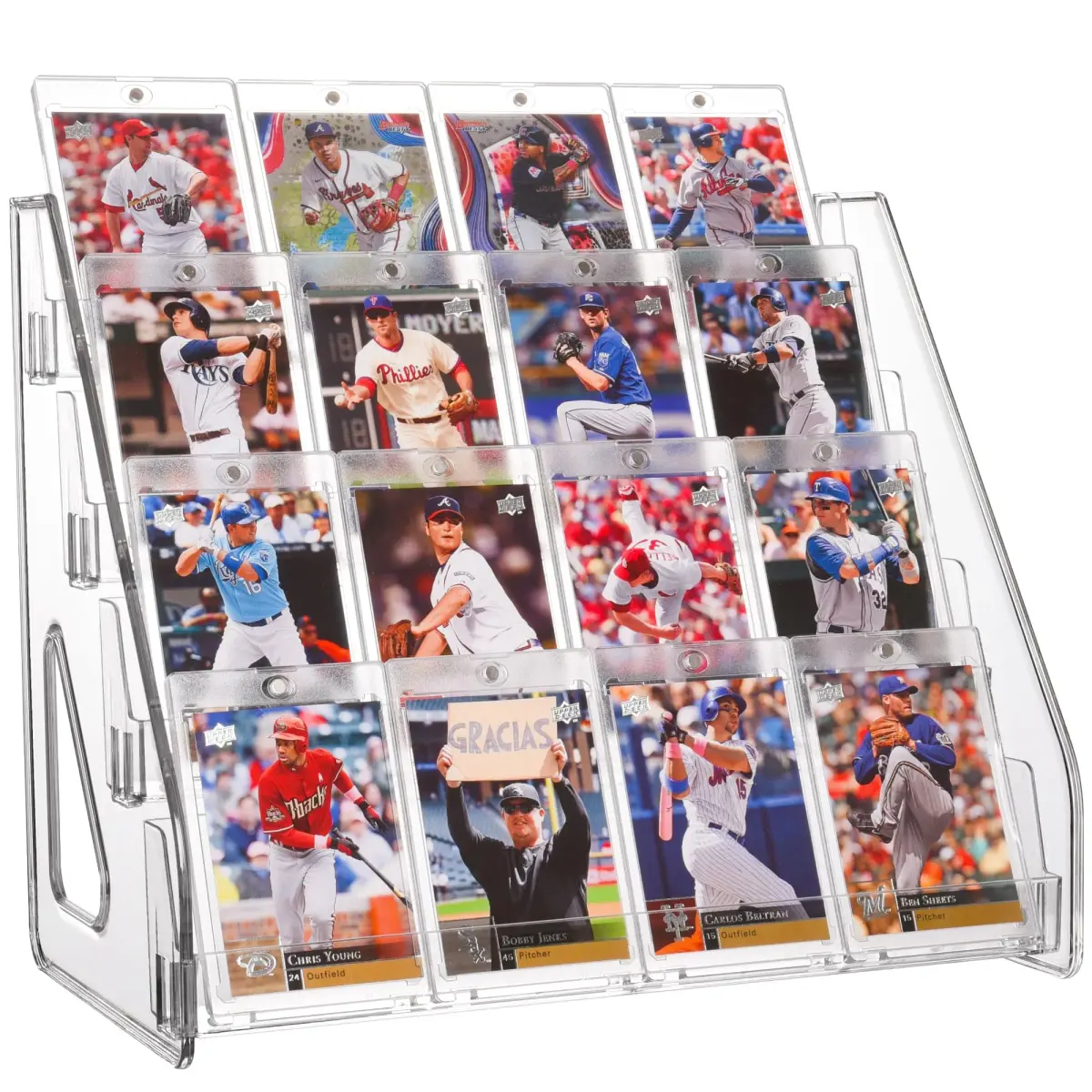 CELSOL 4 Tier Clear Acrylic Card Display Stand 32cm (12.6") | Holds Graded Slabs, Trading Cards, Greeting Cards - main product image