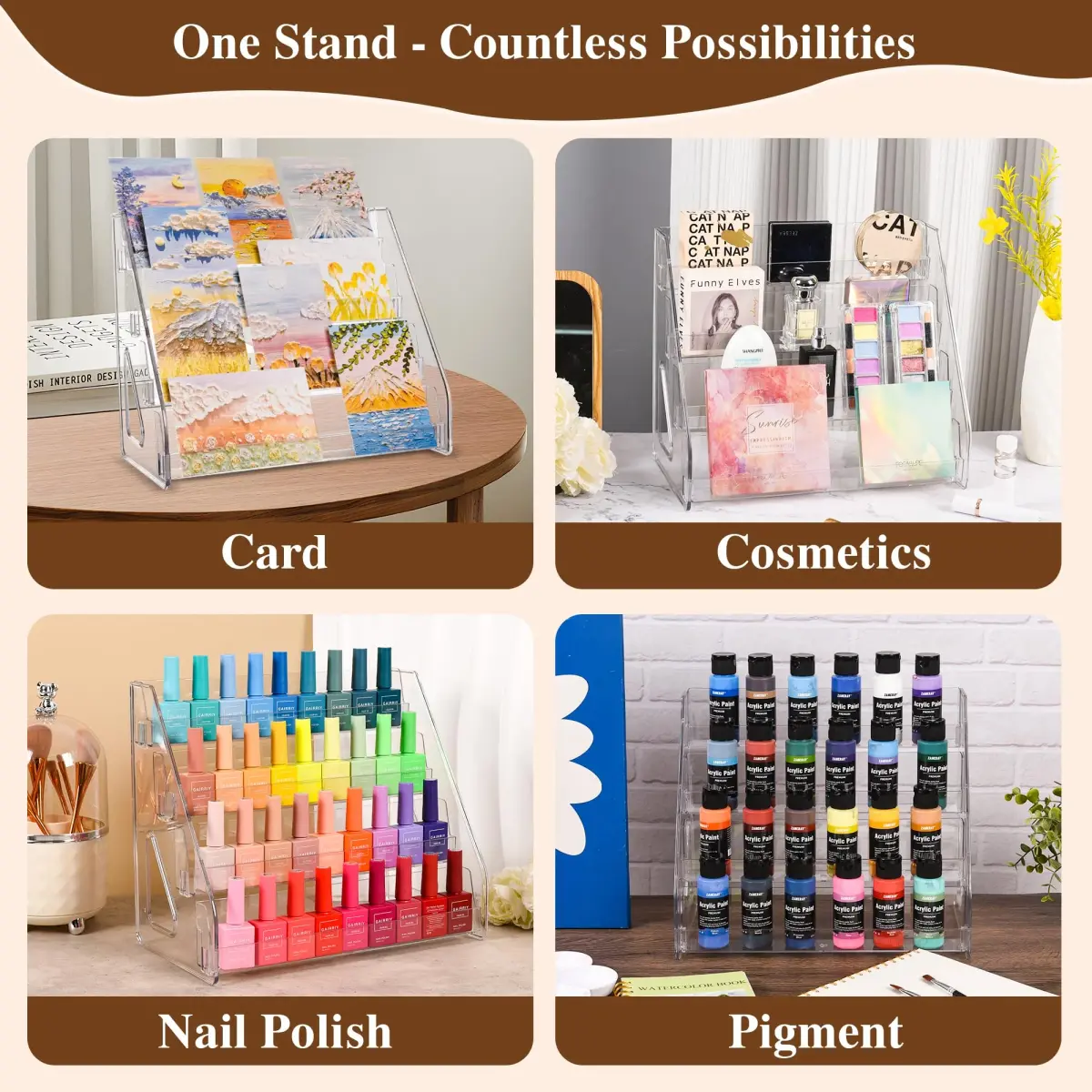 CELSOL 4 Tier Clear Acrylic Card Display Stand 32cm (12.6") | Holds Graded Slabs, Trading Cards, Greeting Cards - view 7