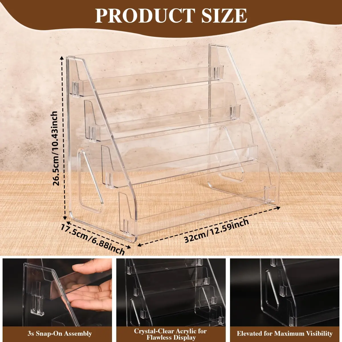 CELSOL 4 Tier Clear Acrylic Card Display Stand 32cm (12.6") | Holds Graded Slabs, Trading Cards, Greeting Cards - view 2