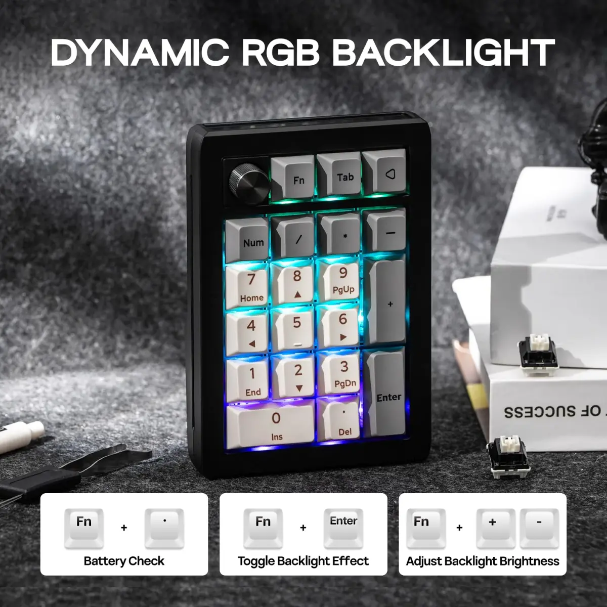 EPOMAKER EK21 VIA Gasket Numpad 20 Keys + Knob | Hot-Swappable Mechanical Keyboard with RGB Backlight & 1000mAh Battery - view 6
