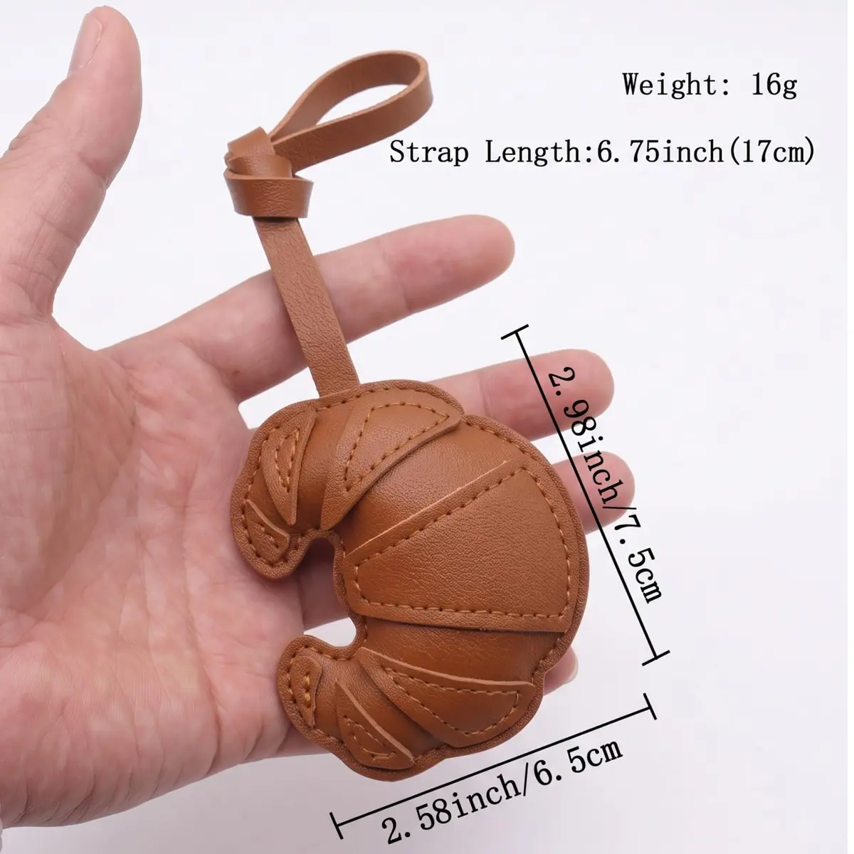 Fuerxy Brown Croissant Bag Charm, Fashin Bread Charm | Stylish & Durable Accessory - view 2