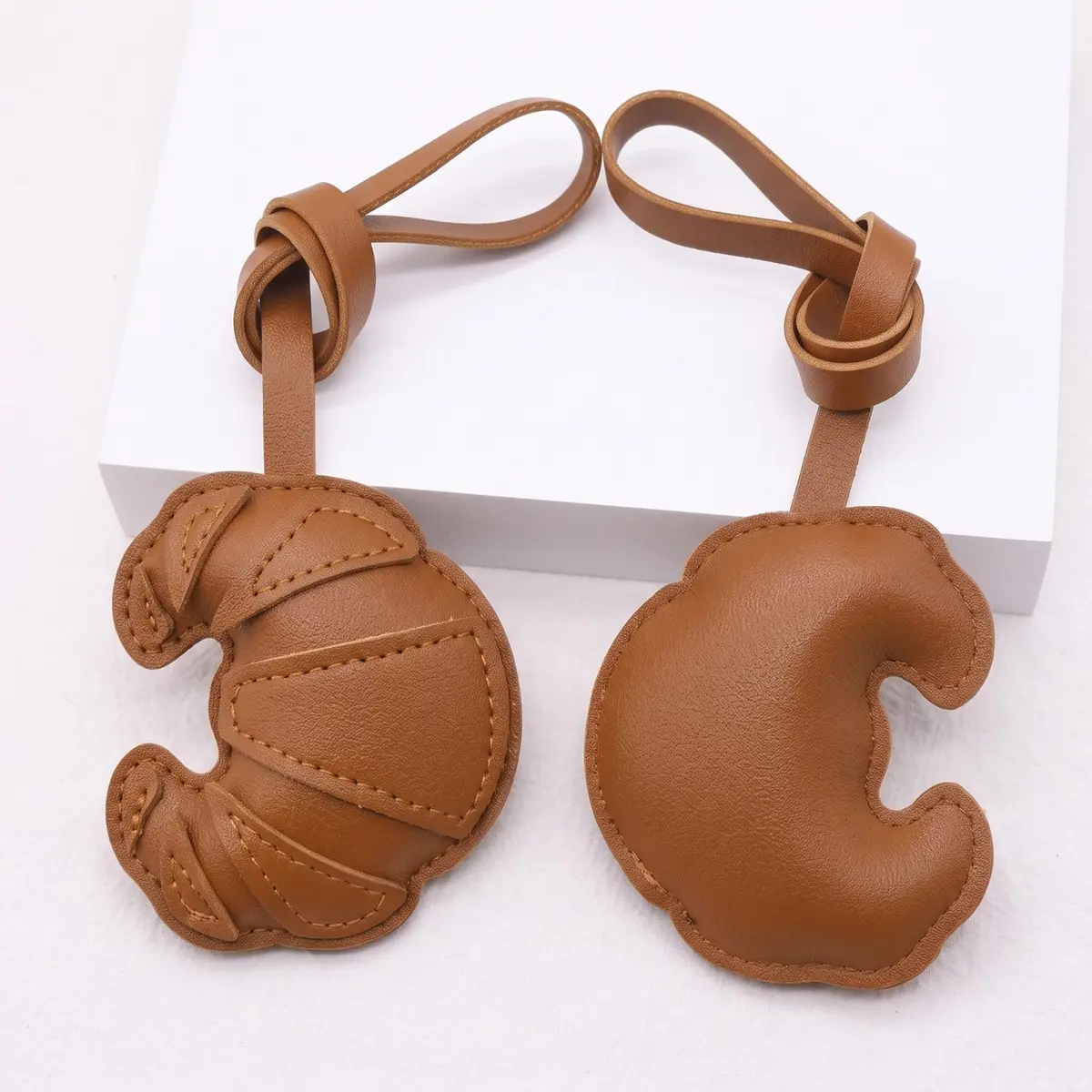 Fuerxy Brown Croissant Bag Charm, Fashin Bread Charm | Stylish & Durable Accessory - view 3
