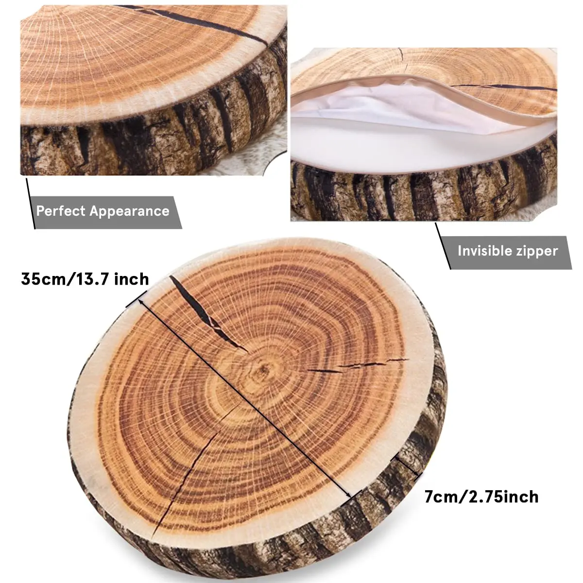 Winter Flower Forest Log Pillow | Realistic 3D Tree Stump Cushion for Cozy Home (1 Pack) - view 2