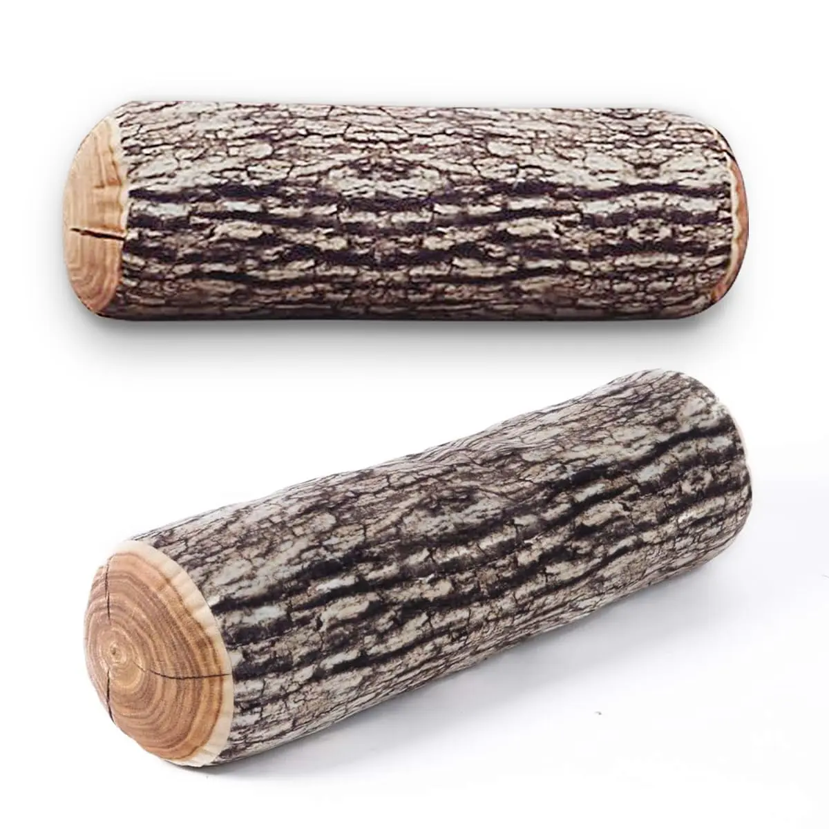 Winter Flower Realistic Wood Log Pillow 3D Printed Tree Stump Round Cushion 2 Pack | Rustic Home Decor - main product image