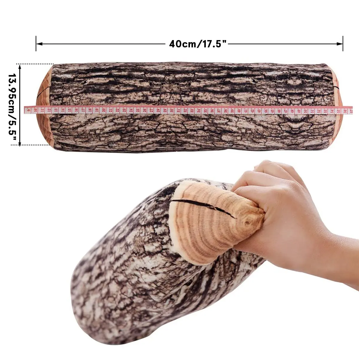 Winter Flower Realistic Wood Log Pillow 3D Printed Tree Stump Round Cushion 2 Pack | Rustic Home Decor - view 2