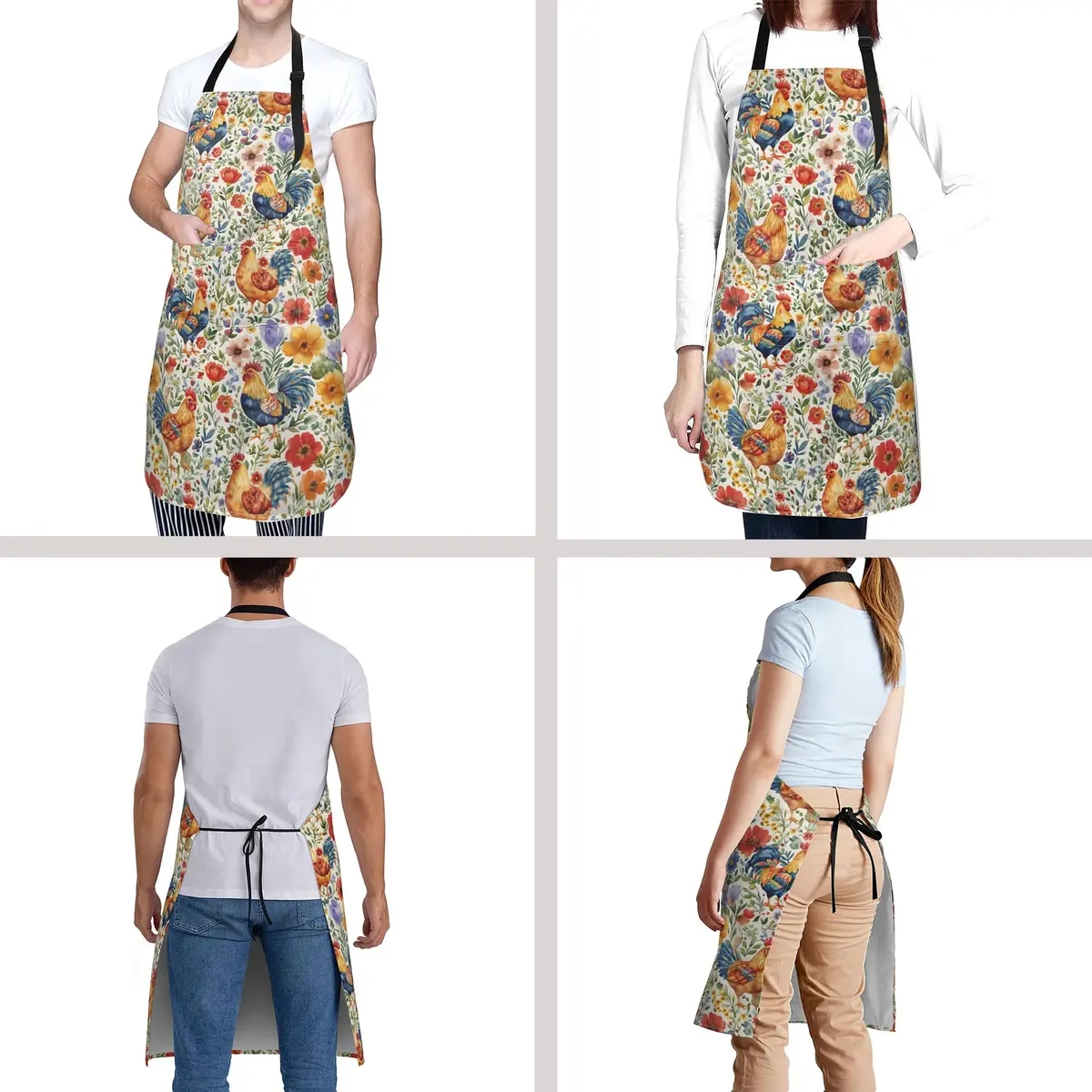 DZGlobal Colorful Apron for Women Cooking Baking BBQ Grilling (Chicken) | Waterproof, Adjustable, Large Pockets - view 6