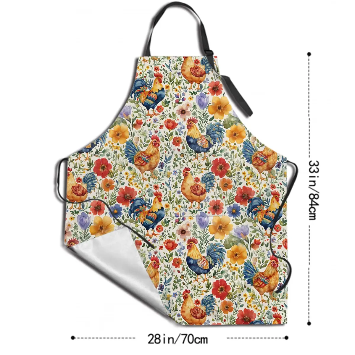 DZGlobal Colorful Apron for Women Cooking Baking BBQ Grilling (Chicken) | Waterproof, Adjustable, Large Pockets - view 2