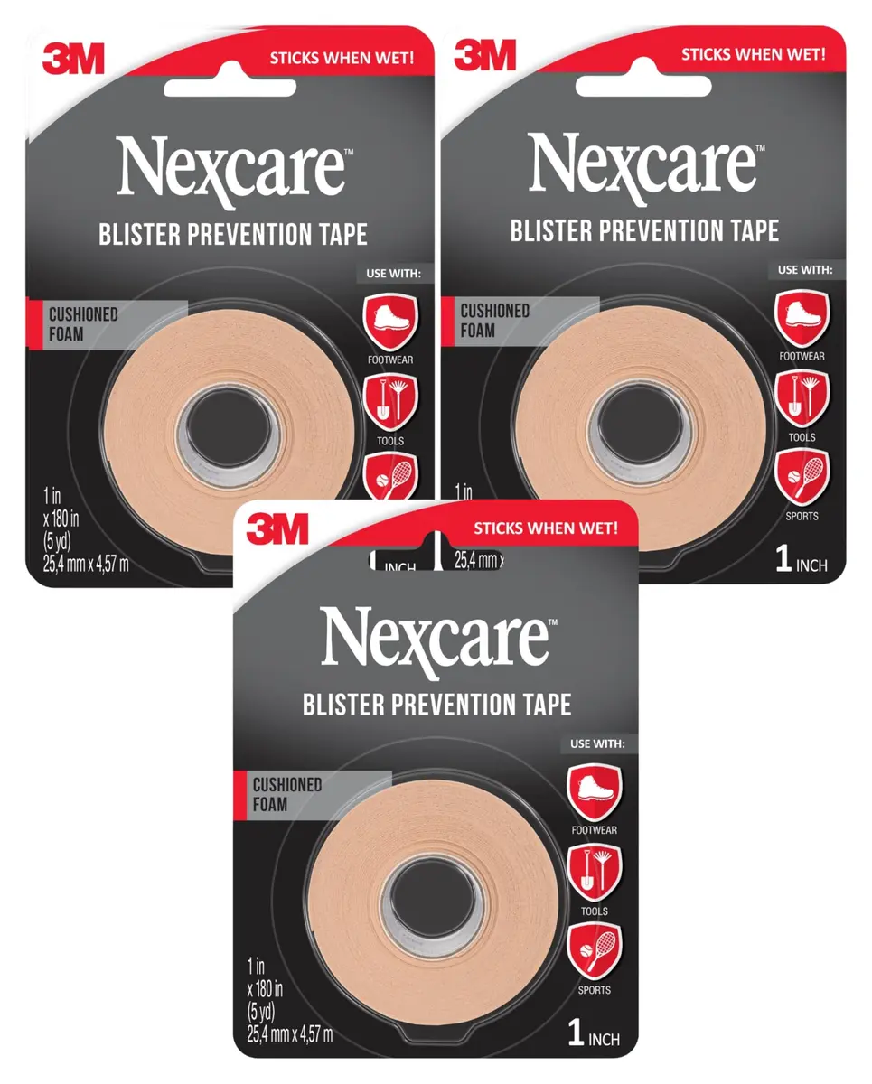 Nexcare Blister Prevention Tape 1 in x 5 yds (2.54 cm x 4.57 m) | Waterproof Foam Medical Tape for Feet, Heels, Toes, Fingers - main product image