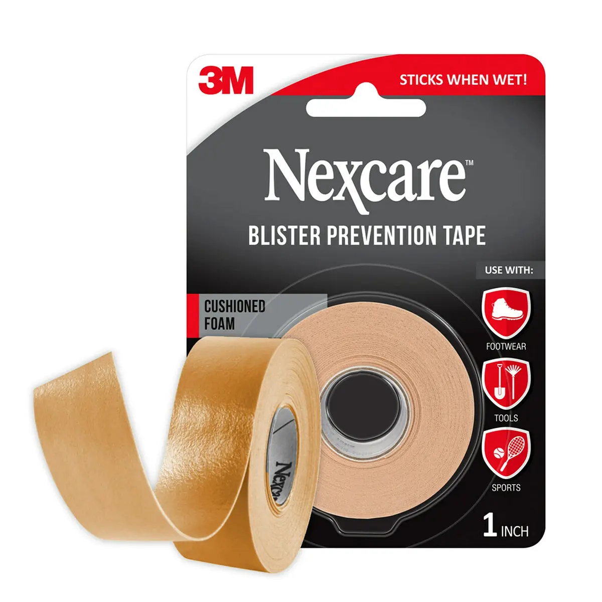 Nexcare Blister Prevention Tape 1 in x 5 yds (2.54 cm x 4.57 m) | Waterproof Foam Medical Tape for Feet, Heels, Toes, Fingers - view 2