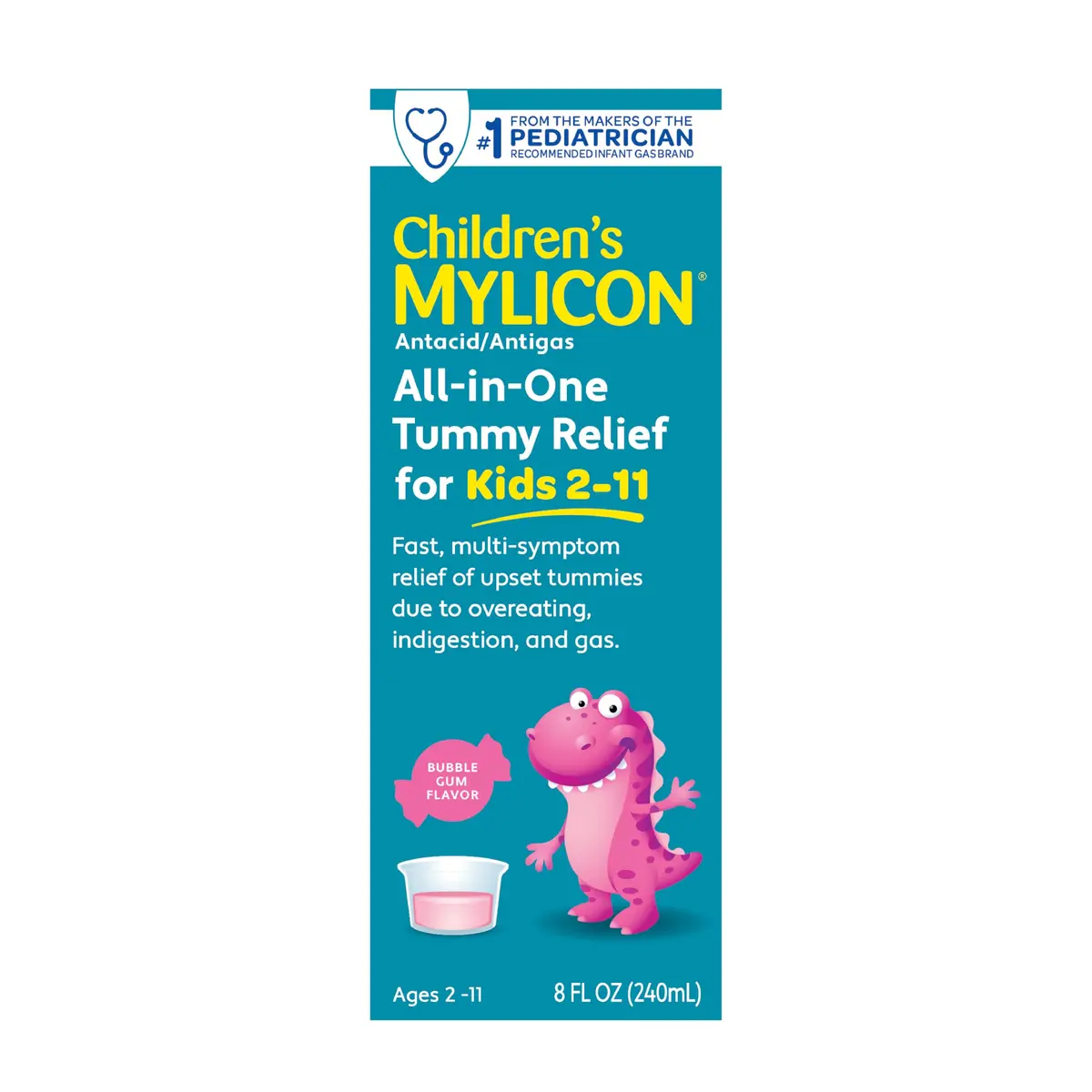 MYLICON Children's All-in-One Tummy Relief Liquid for Kids, Bubble Gum, 8oz | Fast-Acting Gas & Acid Relief for Ages 2-11 - view 7