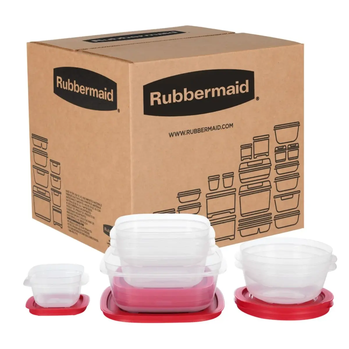 Rubbermaid EasyStore Food Storage Containers, 14-Piece Set, Square and Round, 1.83L (62 fl oz) | Stackable & BPA-Free - main product image