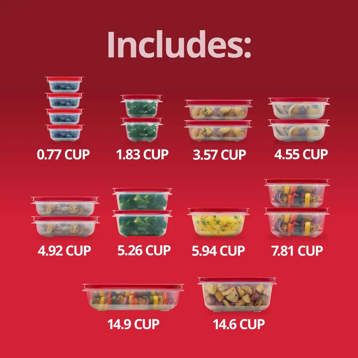 Rubbermaid EasyStore Food Storage Containers, 38-Piece Set, 2.88 kg (6.2 lb) | Stackable & Airtight Kitchen Organization - view 6
