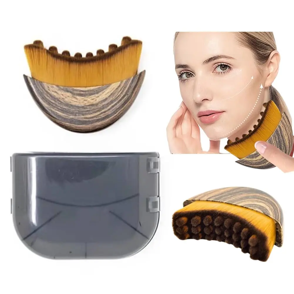 ROKATY Lymphatic Contour Face Brush 1 Pcs Brown | Double Chin & Skin Glow Tool - main product image