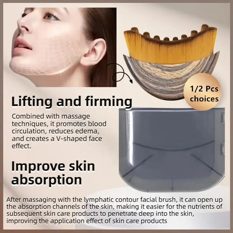 ROKATY Lymphatic Contour Face Brush 1 Pcs Brown | Double Chin & Skin Glow Tool - view 3