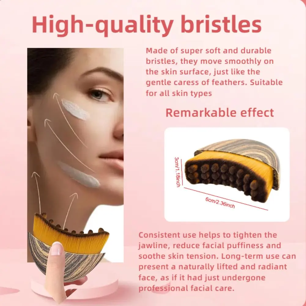 ROKATY Lymphatic Contour Face Brush 1 Pcs Brown | Double Chin & Skin Glow Tool - view 4