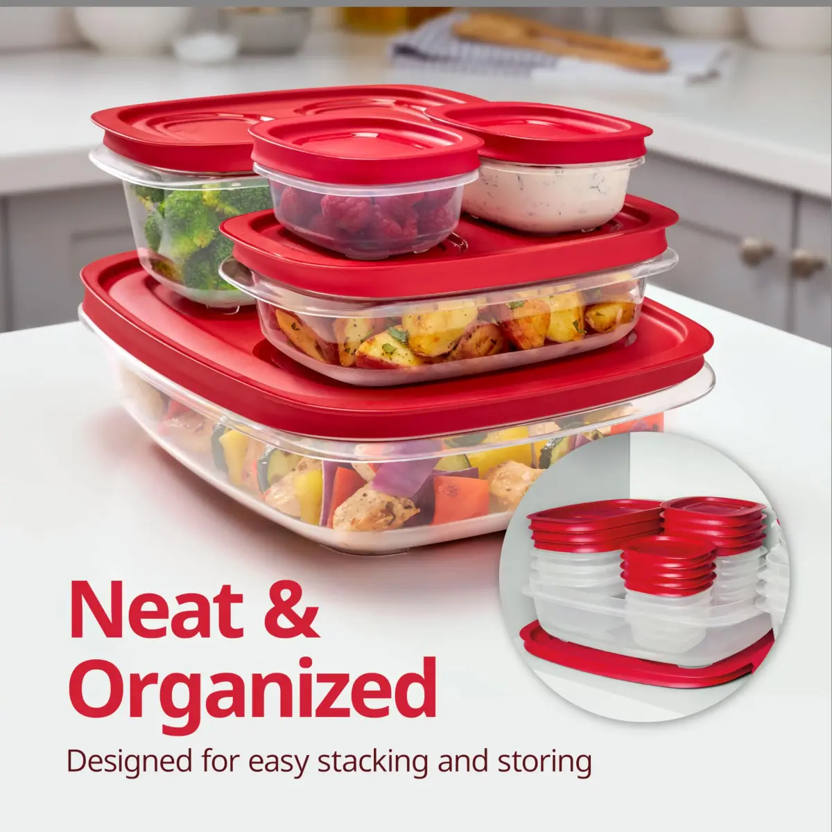 Rubbermaid EasyStore Food Storage Containers, 34-Piece Set | Stackable & Airtight Containers with Lids - view 2