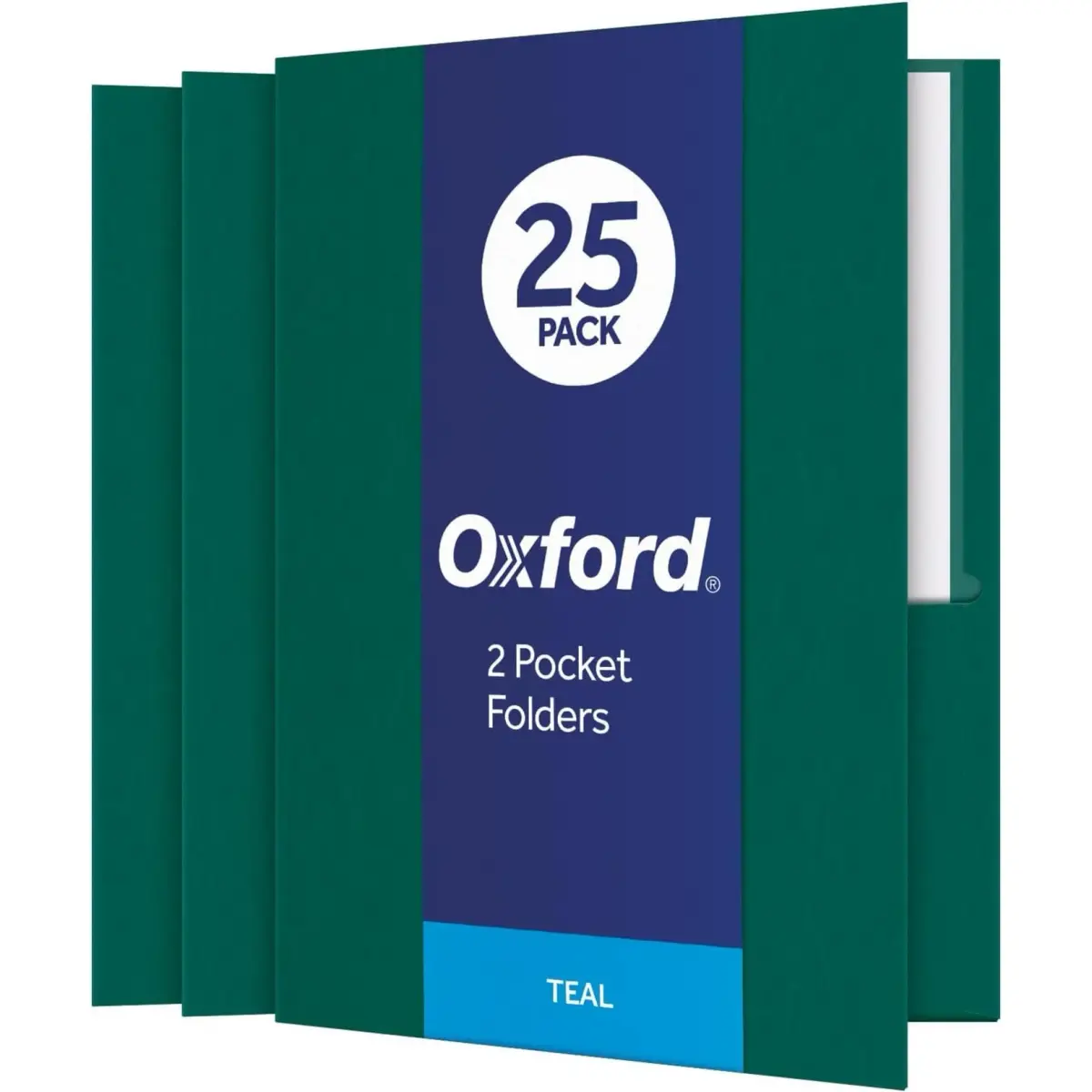 Oxford Twin-Pocket Folders, Textured Paper, Letter Size, Teal, Pack of 125 | Heavy Paper Texture for Office & School - main product image