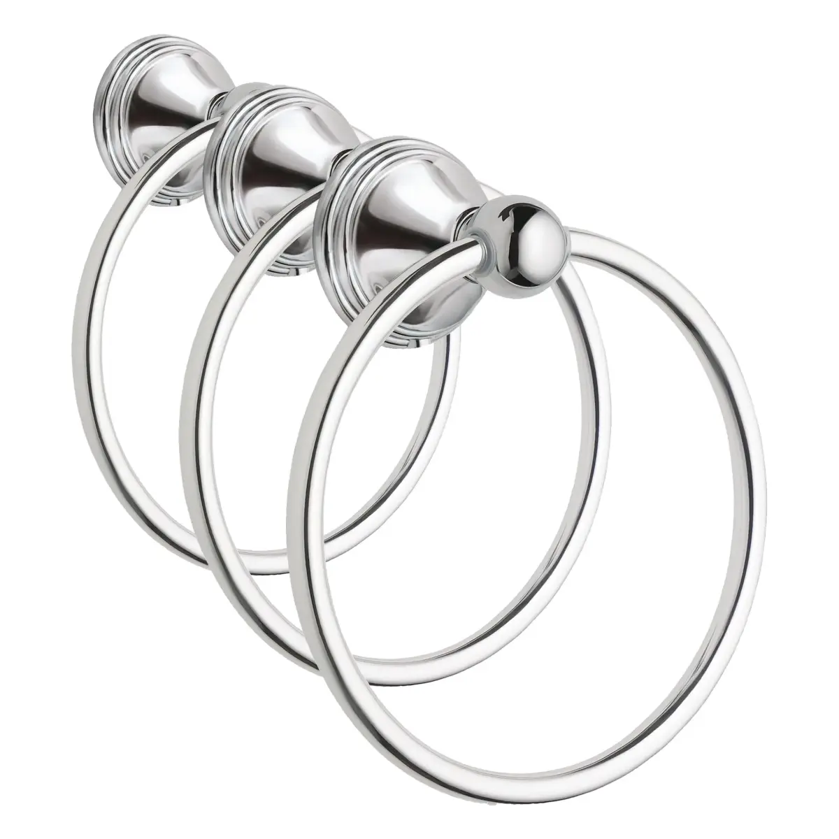 Moen Preston Polished Chrome Hand-Towel Ring 3-Pack | 19.1 cm (7.5 in) Wall Mounted Holder - main product image