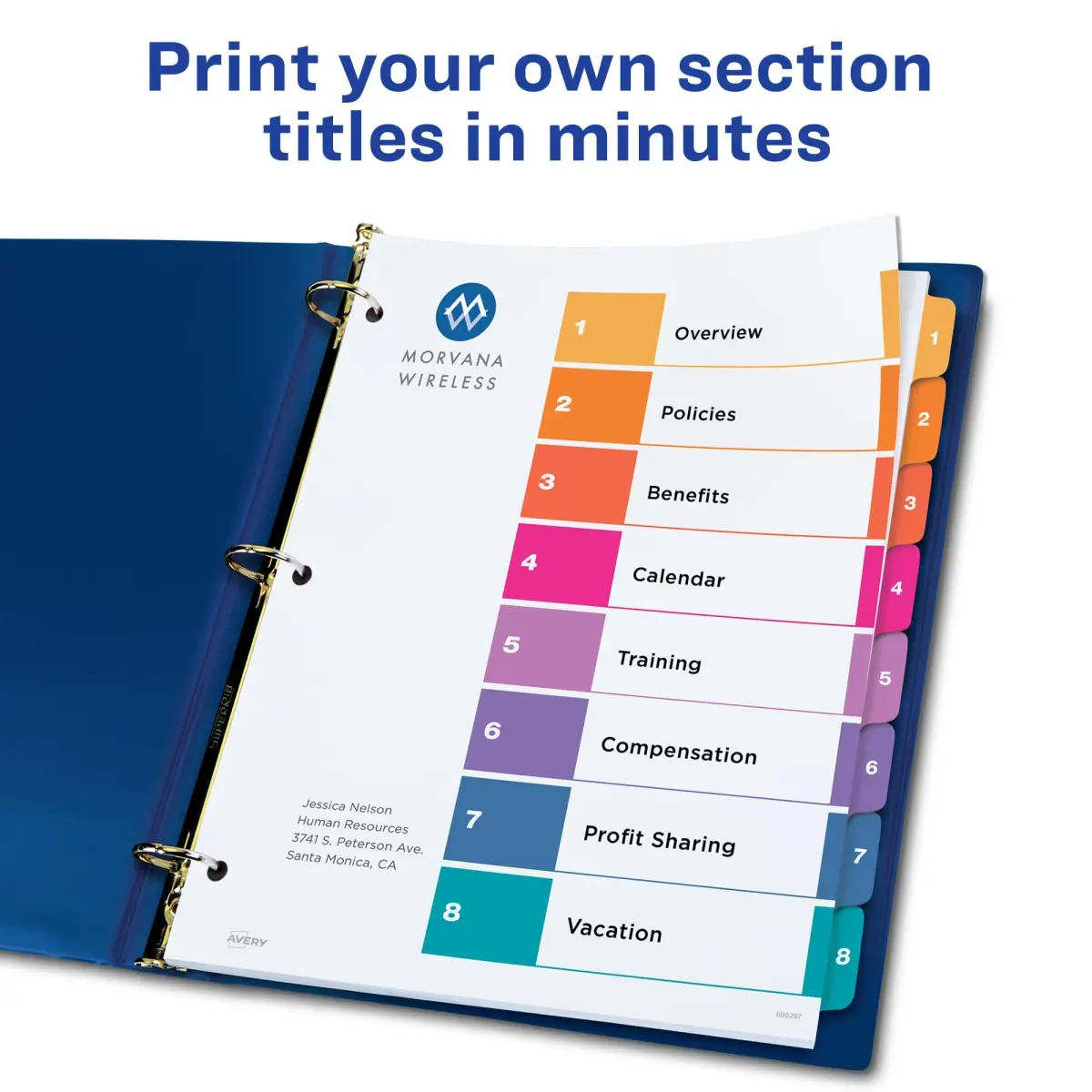 Avery Ready Index 8-Tab Dividers, Multicolor, 24 Sets of 8 Tabs (48 Total Sets) | Customizable Table of Contents for 3-Ring Binders - view 2