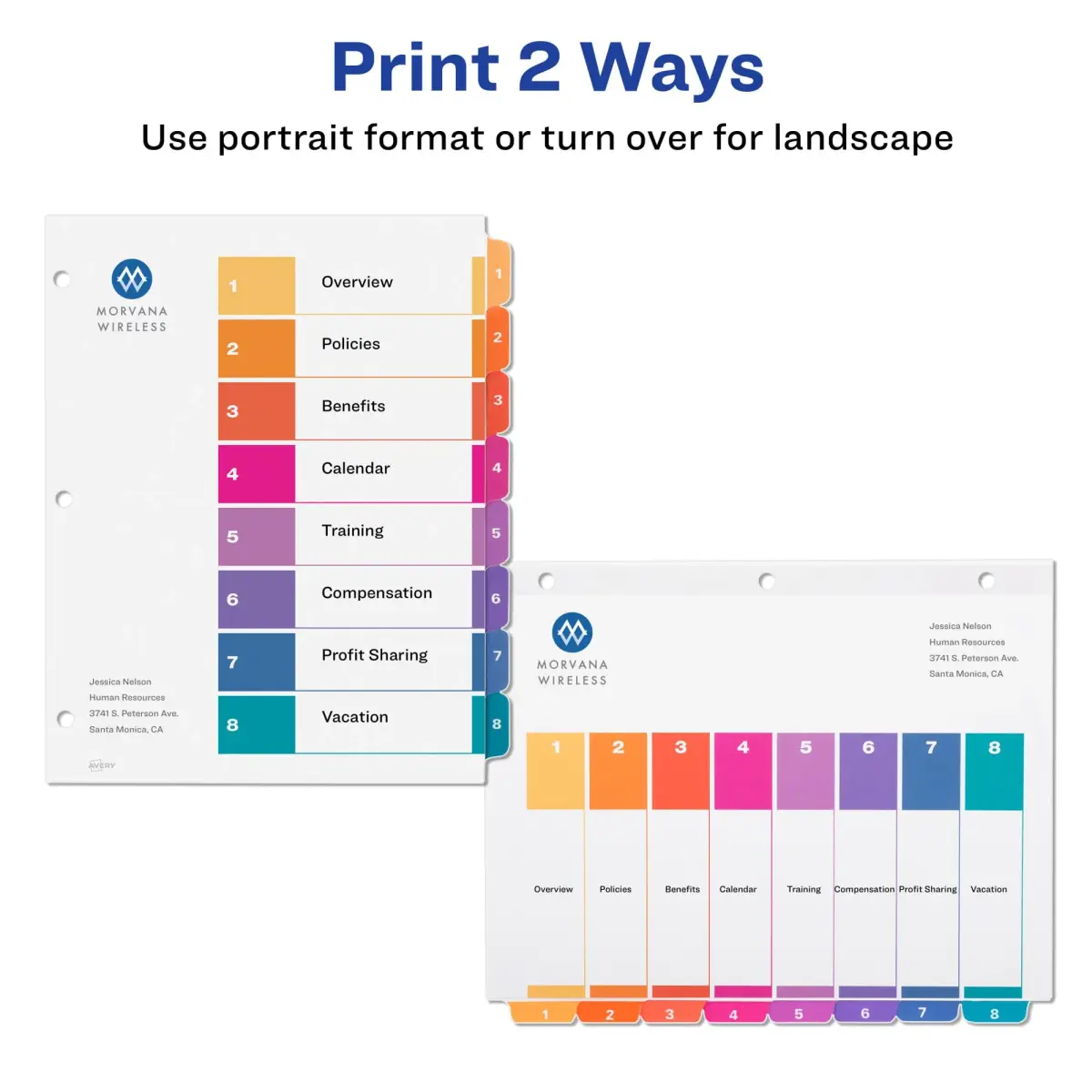 Avery Ready Index 8-Tab Dividers, Multicolor, 24 Sets of 8 Tabs (48 Total Sets) | Customizable Table of Contents for 3-Ring Binders - view 3