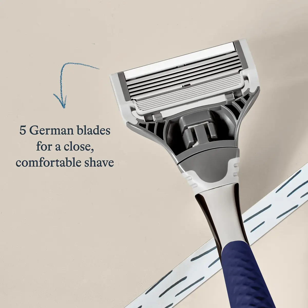 Harry's Original Shaving Kit for Men - Winston Handle & 3 German-Engineered Blade Refills | 10-Count Navy Edition - view 5