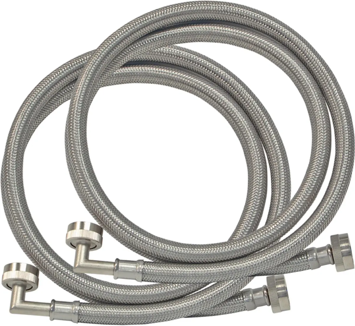 Eastman Braided Stainless Steel Washing Machine Hose Connectors with Elbows 1.52 m (5 ft) Pack of 2 | Full Flow, High Pressure, CSA Certified - main product image