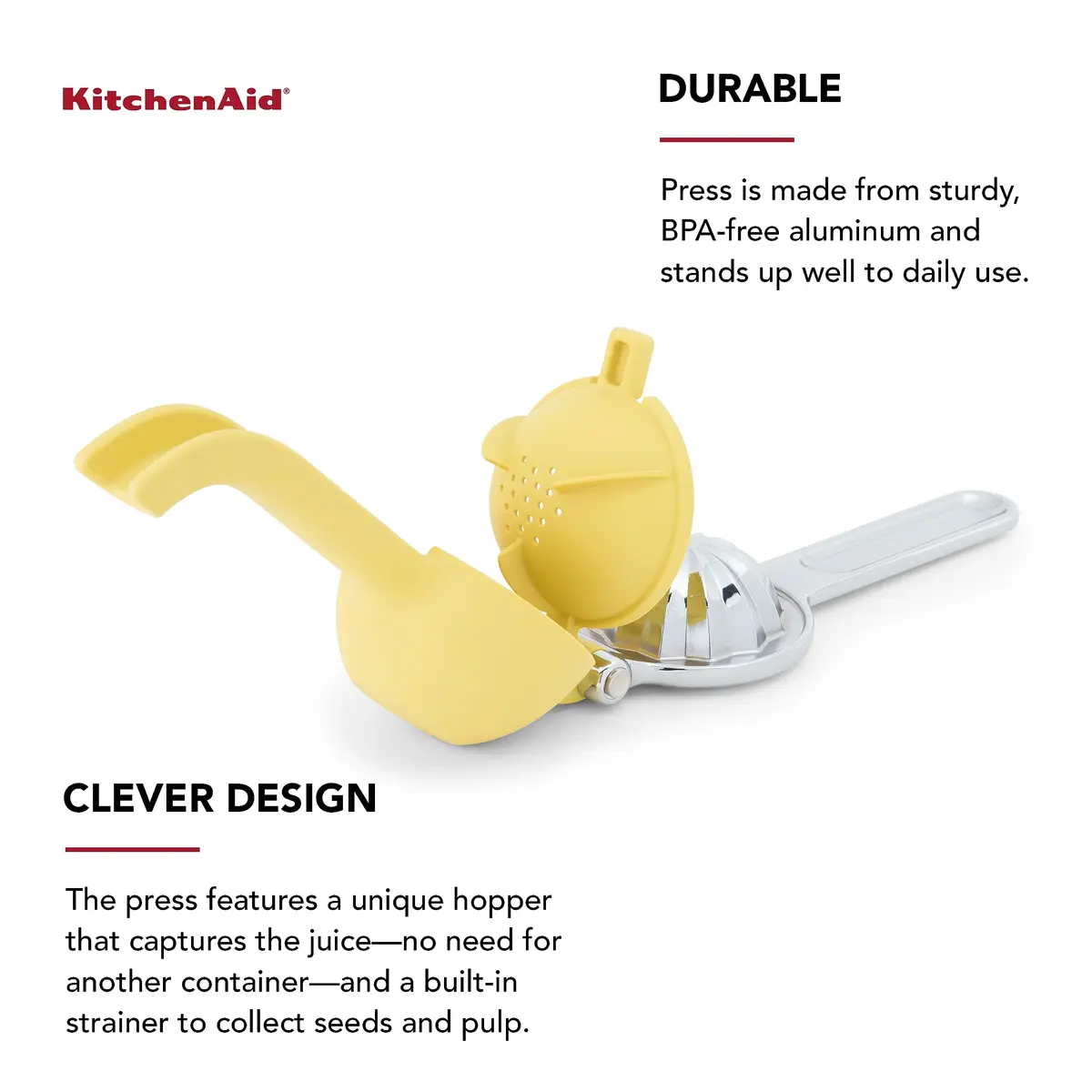 KitchenAid Citrus Juice Press Squeezer for Lemons and Limes 8 Inch | Seed Catcher & Pour Spout, Pack of 12 - view 3
