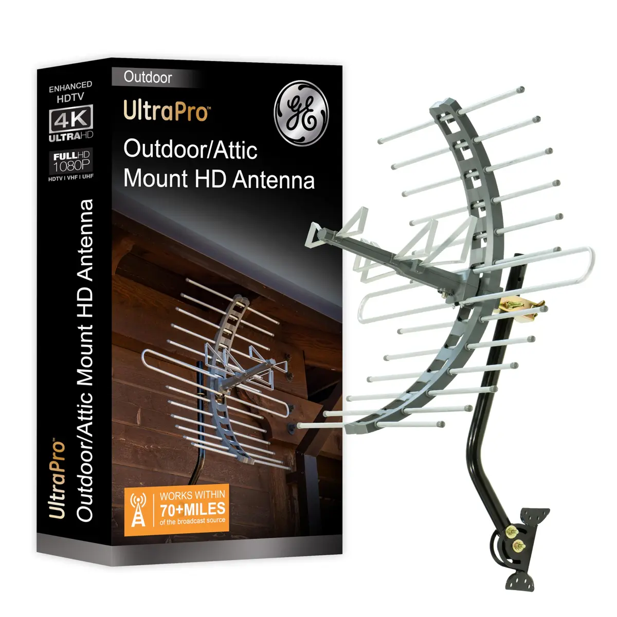 GE Outdoor HD Digital TV-Antenna (Pack of 3) | Long Range 70+ Mile, 4K & 8K Ultra HD Ready, Weather Resistant - main product image