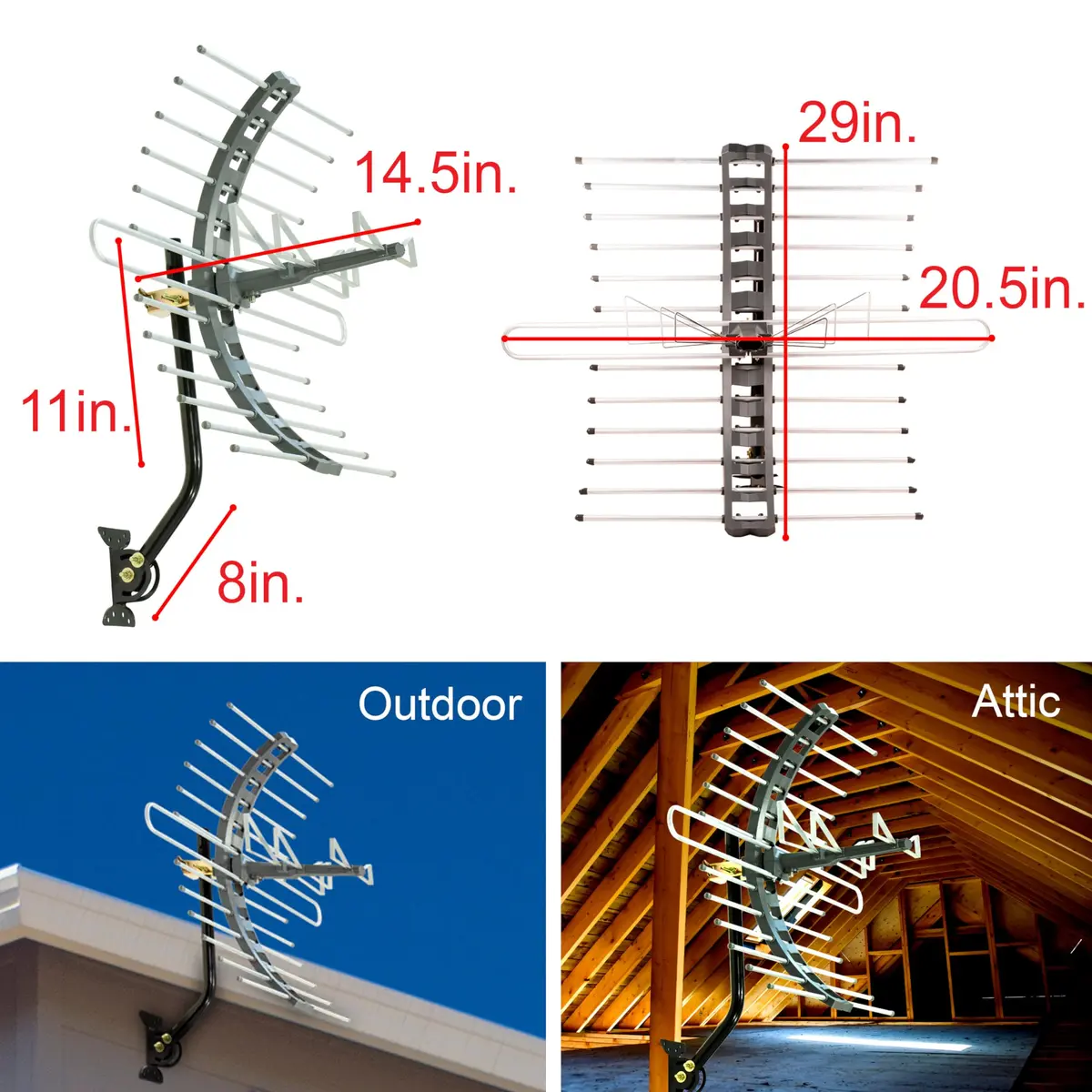 GE Outdoor HD Digital TV-Antenna (Pack of 3) | Long Range 70+ Mile, 4K & 8K Ultra HD Ready, Weather Resistant - view 9