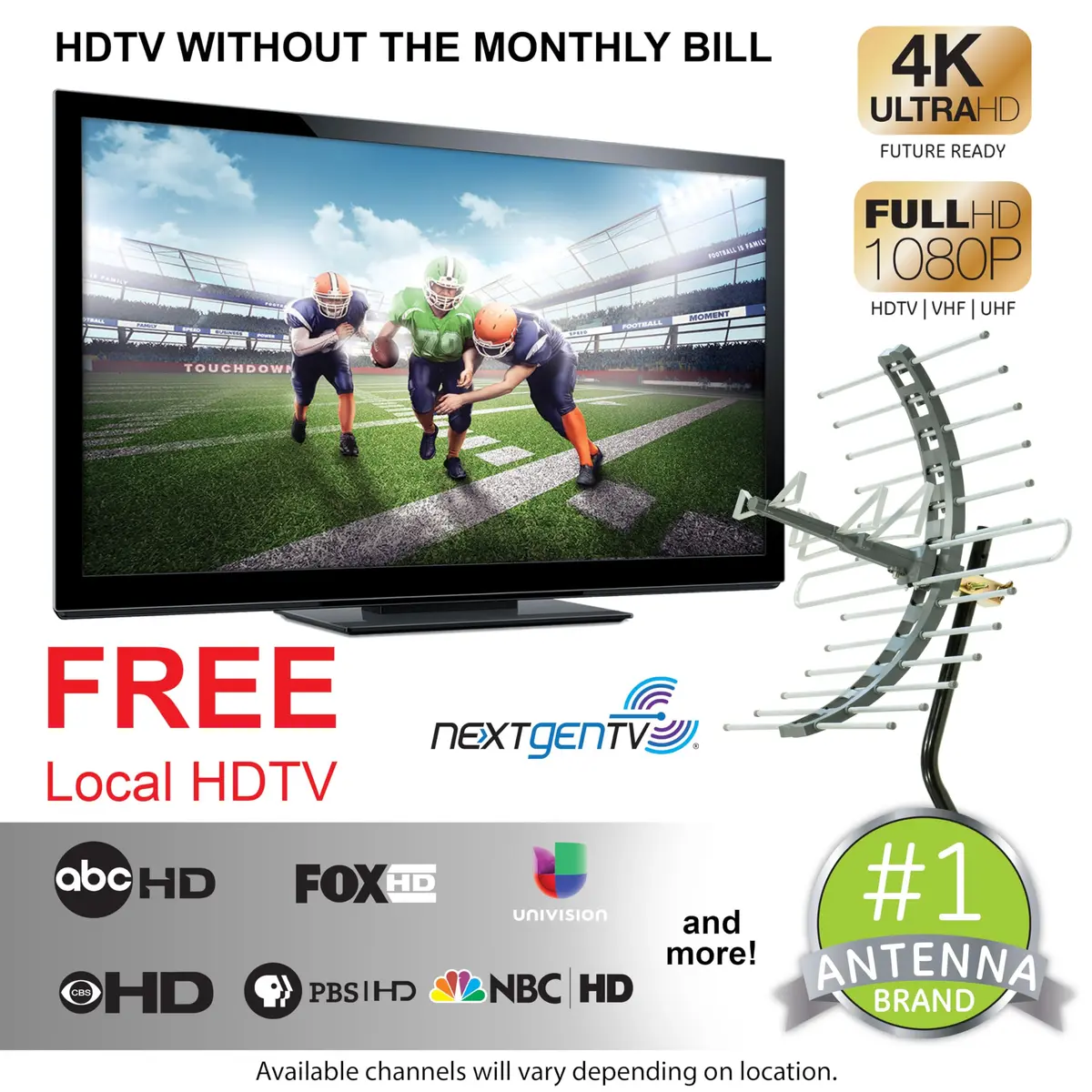 GE Outdoor HD Digital TV-Antenna (Pack of 3) | Long Range 70+ Mile, 4K & 8K Ultra HD Ready, Weather Resistant - view 2