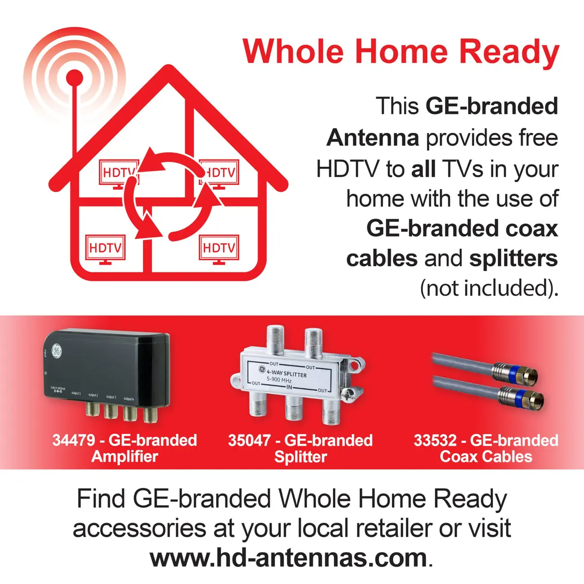 GE Outdoor HD Digital TV-Antenna (Pack of 3) | Long Range 70+ Mile, 4K & 8K Ultra HD Ready, Weather Resistant - view 4