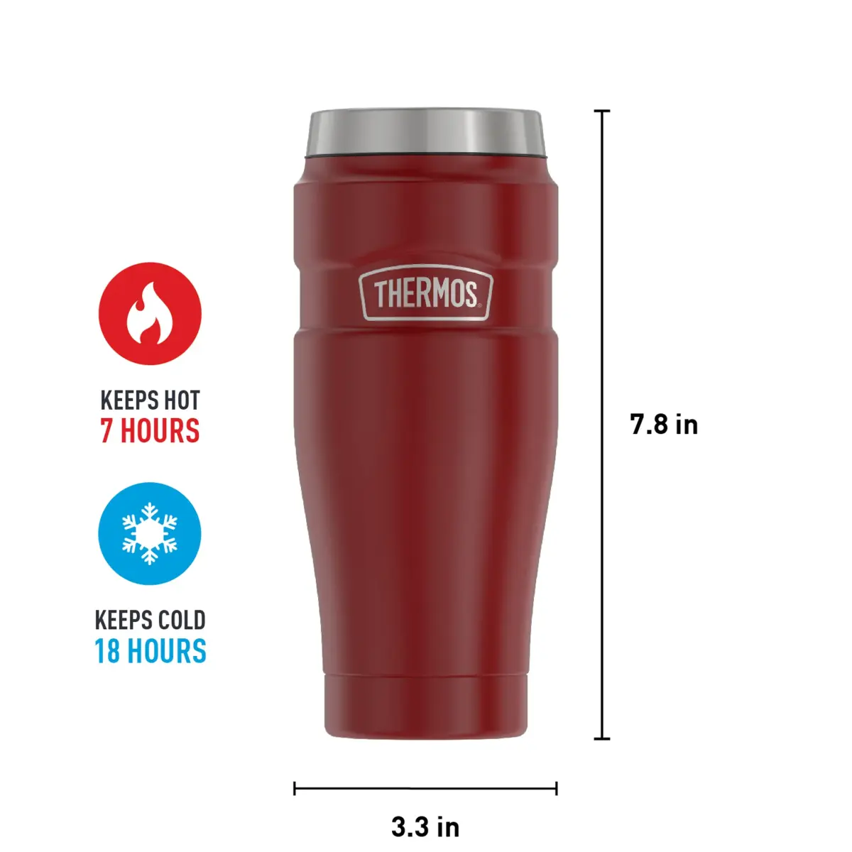 THERMOS Stainless King Vacuum-Insulated Travel Tumbler 16oz (590ml) Rustic Red, 4-Pack | Keeps Drinks Hot 7 Hrs, Cold 18 Hrs - view 6