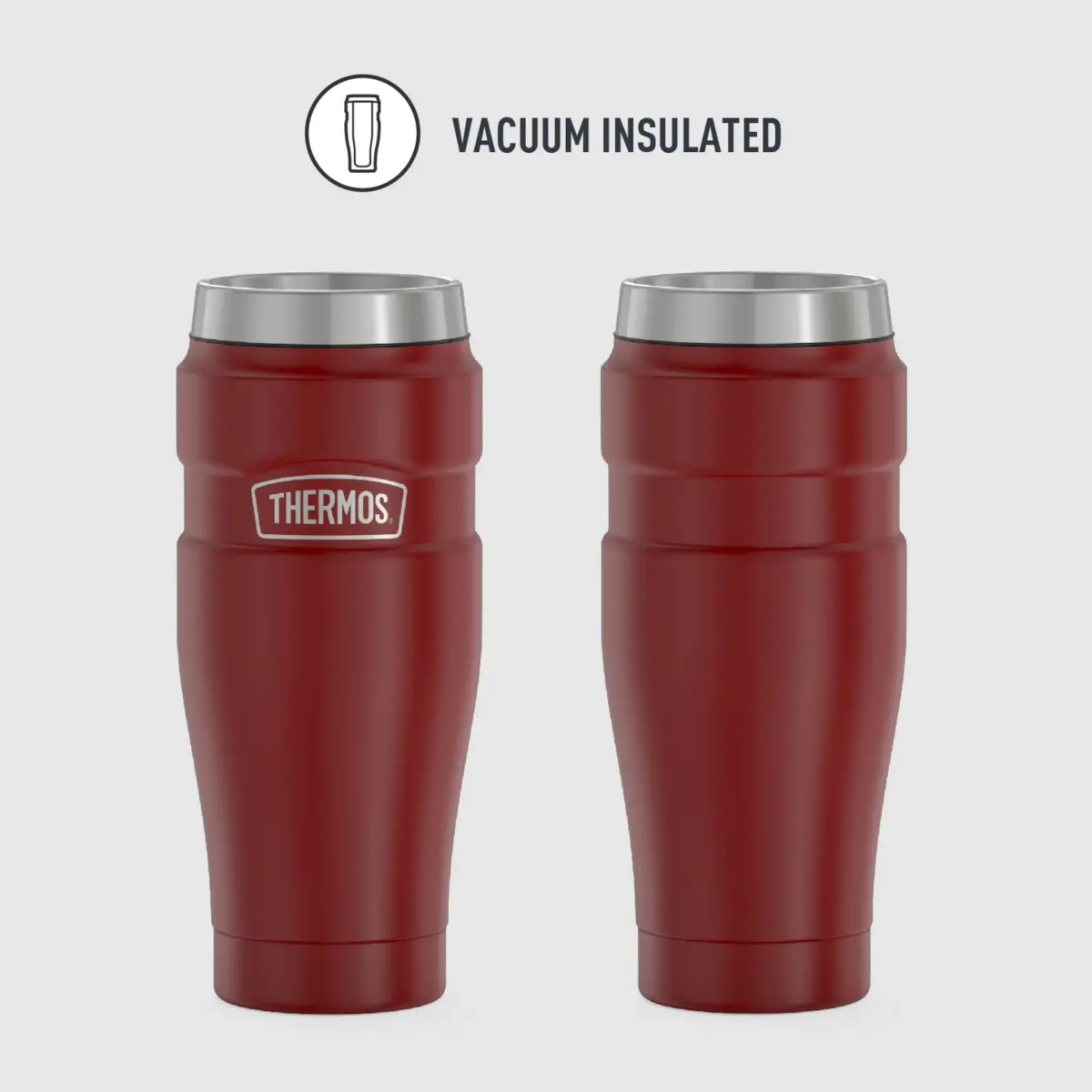 THERMOS Stainless King Vacuum-Insulated Travel Tumbler 16oz (590ml) Rustic Red, 4-Pack | Keeps Drinks Hot 7 Hrs, Cold 18 Hrs - view 2