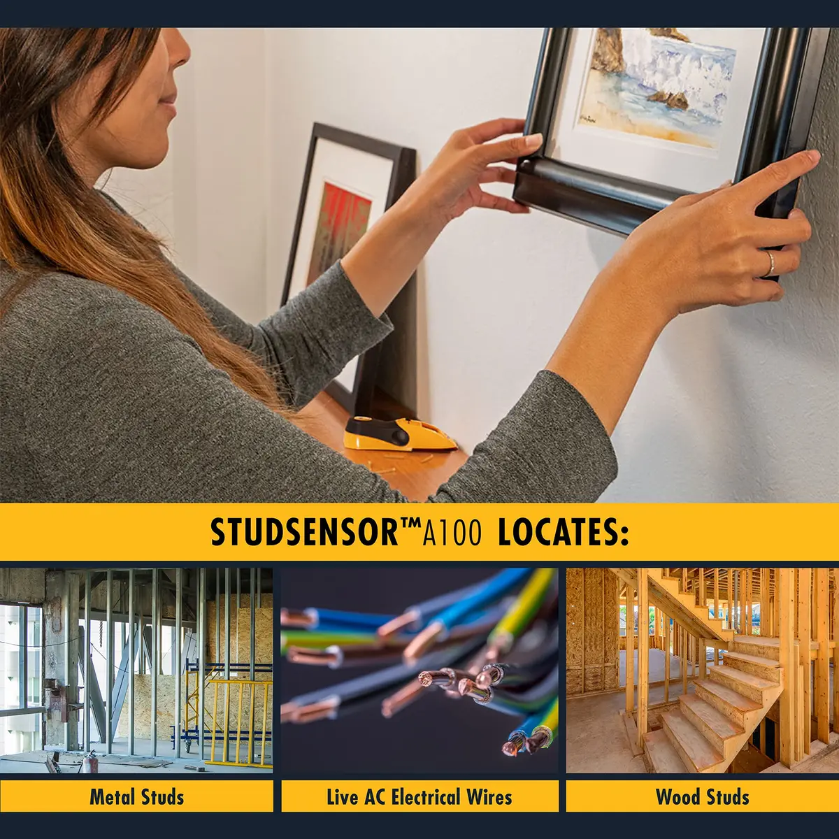 Zircon StudSensor A100 Edge & Live Wire Detection Pack of 4 | Accurate Wall Scanner with LCD & Audio - view 4