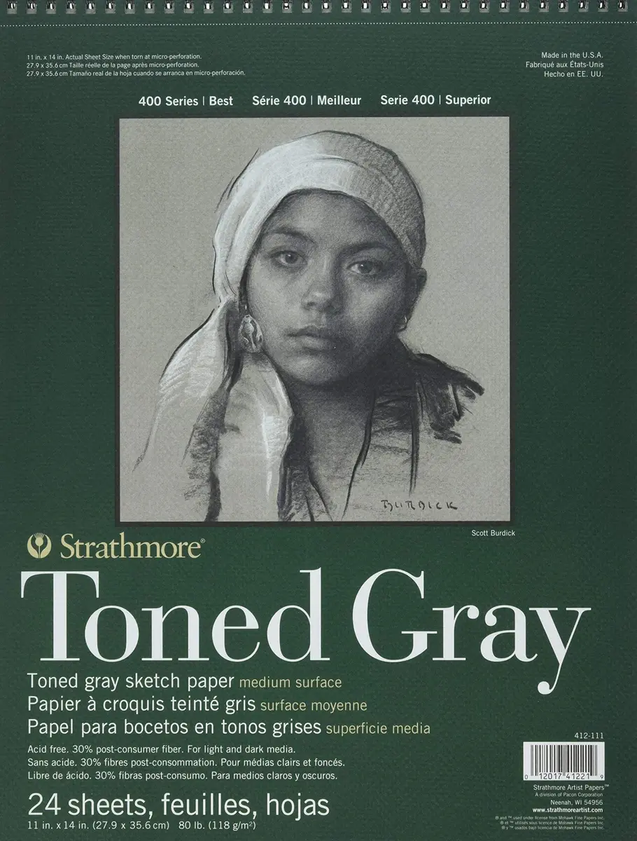 Strathmore 400 Series Wire Bound Toned Sketch Pad 11 x 14 inches Gray 288 Sheets (Pack of 12) | Artist-Grade Paper for Drawing & Illustration - view 5