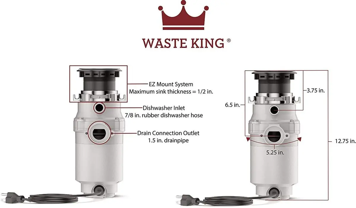 Waste King L-111 Garbage Disposal 1/3 HP Continuous Feed (Pack of 2) | 115 Volt Motor - view 2