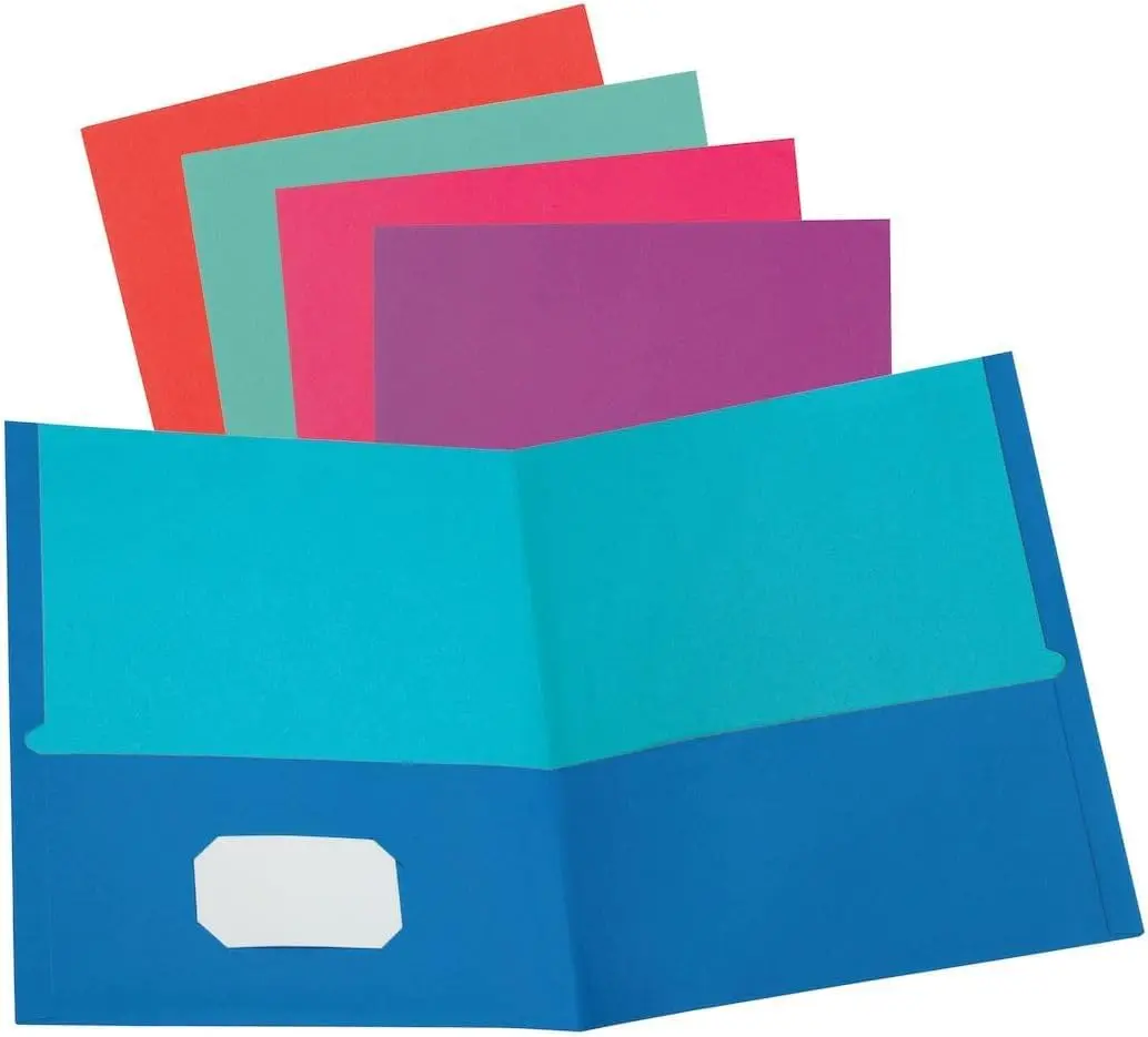 Oxford 2 Pocket Folders, Textured Paper, Assorted Colors, Letter Size, 200 Count | Heavy Paper Texture for Office & School - main product image