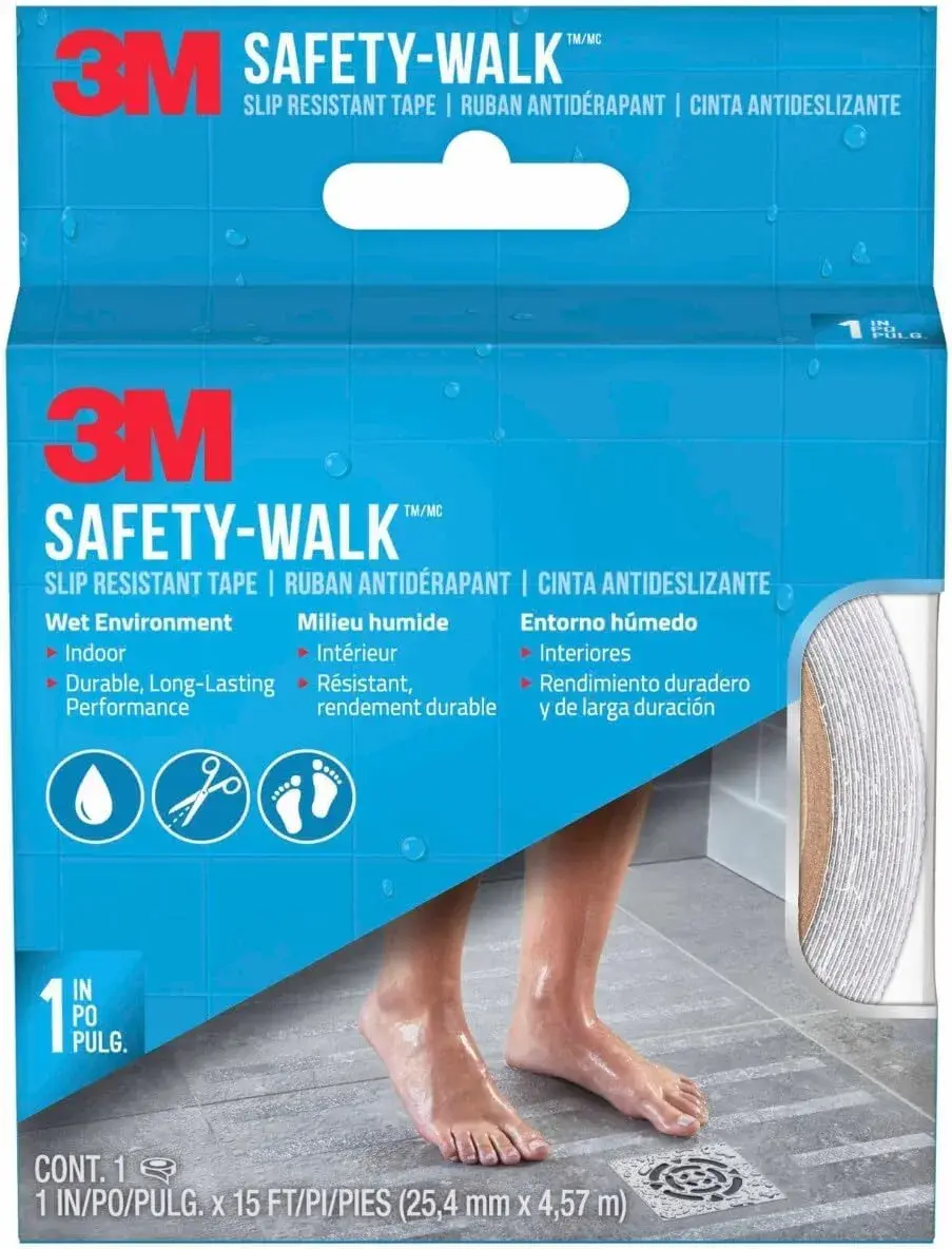 3M Safety-Walk Slip Resistant Tape 1 inch (2.54 cm) x 15 ft (4.57 m) Pack of 12 | Creates Safer Environments in Wet Conditions - main product image