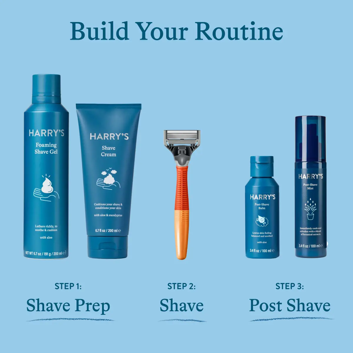 Harry's Original Shaving Kit for Men — German-Engineered Razor Handle & 3 Blade Refills | Ocean Blue, Pack of 10 - view 5